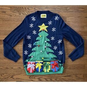 Tipsy Elves Ugly Christmas Sweater Xmas Tree 4 Drink‎ Koozies Men's Large 3D